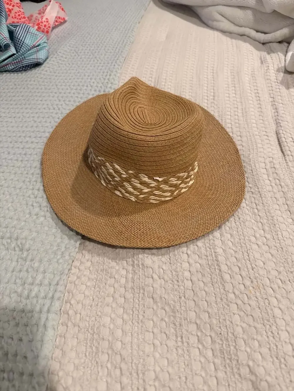 Joe's Jeans Women's Woven Paper Straw Fedora Sun Hat with Braided Band